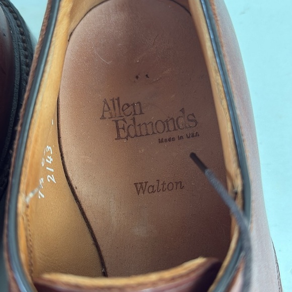 Allen Edmonds brown leather Walton oxford split toe lace men shoe size 7.5 - Picture 5 of 16